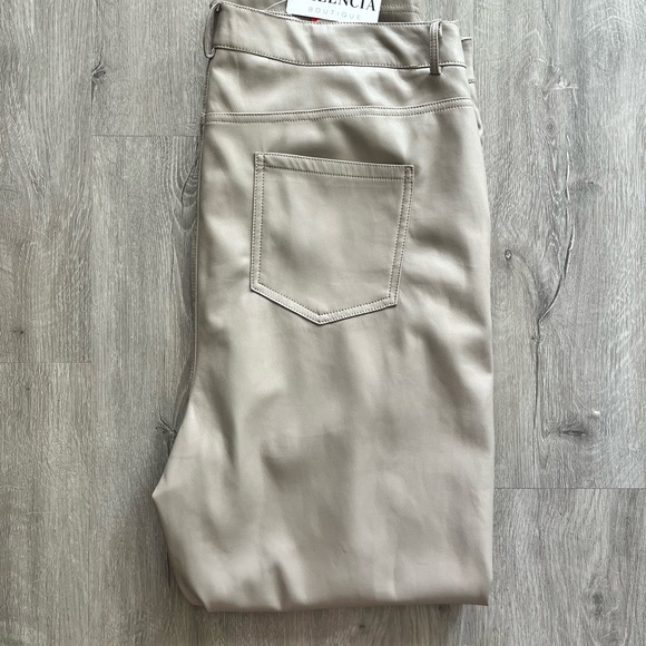 DEX brand. Faux leather pants. Taupe. Cuts above ankle - Picture 1 of 4